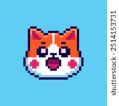 Vector Illustration of cute cat with Pixel Art Design, perfect for game assets themed designs