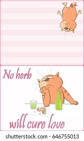 Vector Illustration of a  Cute Cat. Postcard.  Cute Cat Sailor. Proverb 