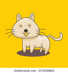 Ilustración vectorial de un lindo gato sonriendo feliz con una pose única