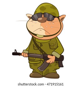 Vector Illustration of a Cute Cat Special Forces Cartoon Character