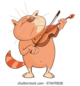 Vector Illustration of a Cute Cat Violinist. Cartoon Character