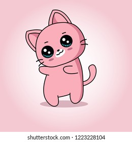 Vector illustration of cute cat wearing a crown dancing