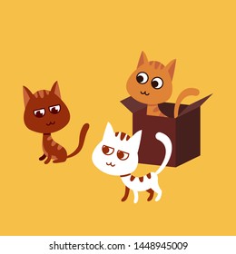 vector illustration of cute cats
