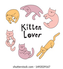 Vector illustration, Cute cats, set of cats