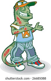 A vector illustration of a cute chameleon lizard