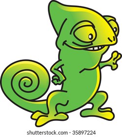 A vector illustration of a cute chameleon lizard