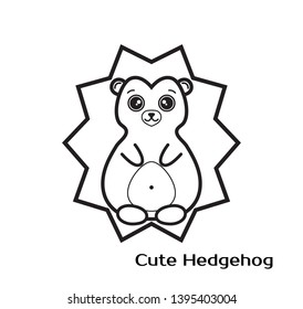 Vector  illustration of cute character. Funny kawaii hedgehog 