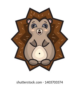 Vector  illustration of cute character. Funny kawaii hedgehog 