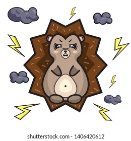 Vector  illustration of cute character. Funny kawaii hedgehog 