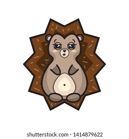 Vector  illustration of cute character. Funny kawaii hedgehog