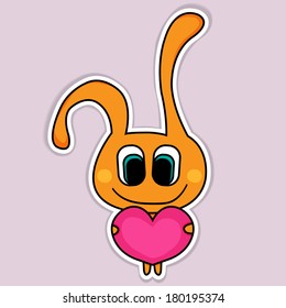 Vector illustration of cute character with heart.