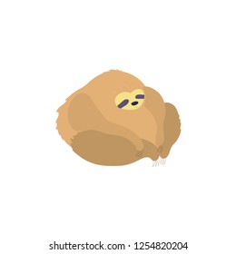 Vector illustration of cute character sloth. Isolated cartoon baby sloth. Hand drawn jungle animal. Drawing for print, fabric, textile, poster etc. 