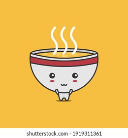 vector illustration of cute character soup bowl