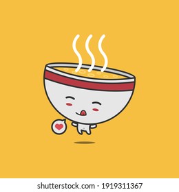 vector illustration of cute character soup bowl