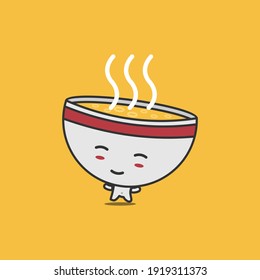 vector illustration of cute character soup bowl