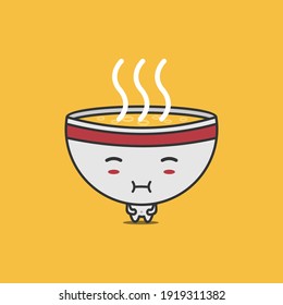 vector illustration of cute character soup bowl