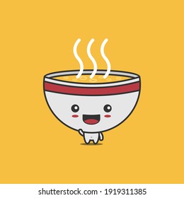 vector illustration of cute character soup bowl