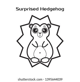 Vector  illustration of cute character. Surprised kawaii hedgehog 