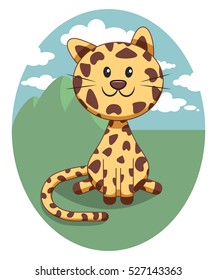 A vector illustration of a cute cheetah.