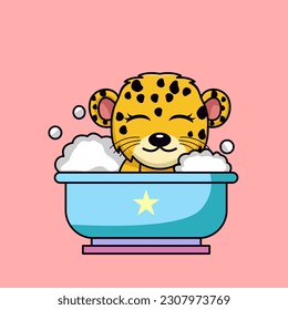 Vector illustration of cute cheetah animal