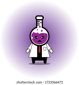 Vector illustration of a cute chemical bottle with purple liquid.