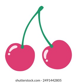 Vector illustration of cute cherries. Spring, cherry, fruit