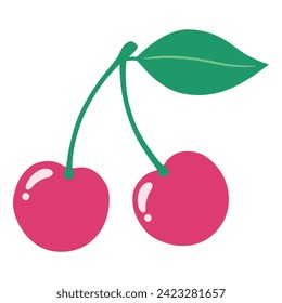 Vector illustration of cute cherries. Spring,cherry, fruit