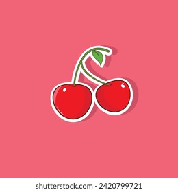 Ilustración vectorial de los emblemas de la pegatina de cerezo lindo 