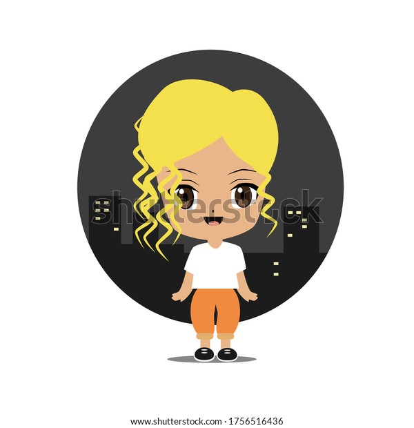 vector illustration cute chibi anime blonde stock vector