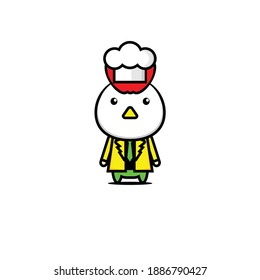 Vector illustration of a cute chicken being a chef