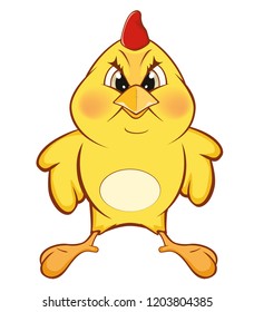 Vector Illustration of a Cute Chicken. Cartoon Character