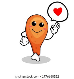 Vector illustration of a cute Chicken Drumstick with a happy expression with the property in his hand, a cute Chicken Drumstick character to be a mascot with a Chicken Drumstick theme.