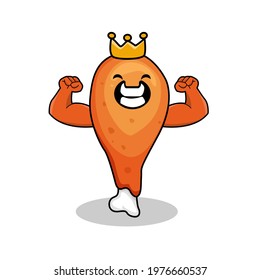 Vector illustration of a cute Chicken Drumstick with a happy expression with the property in his hand, a cute Chicken Drumstick character to be a mascot with a Chicken Drumstick theme.