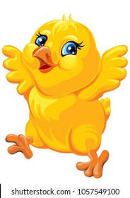 Vector illustration cute chicken. Easter Character for Chicken Card. Cartoon yellow Easter chick baby chicken bird