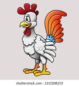 Vector illustration, cute a chicken or rooster.