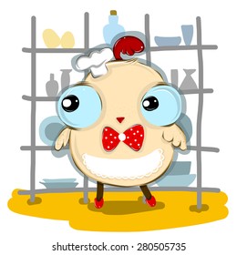vector illustration of cute chicken-chef drawing style