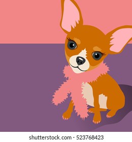 ilustración vectorial de un lindo perro chihuahua con espacio para texto. Para carteles, tarjetas, pancartas, pantalones en t