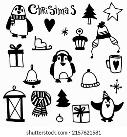 Vector illustration cute Childish Background With Penguin