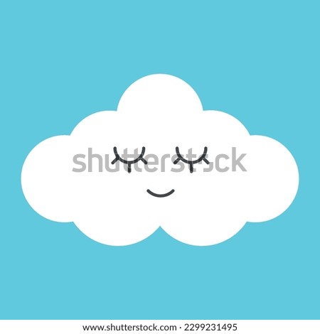 Vector illustration of a cute childish cloud with its eyes closed. Sleepy cloud resting. Peace, quiet and naps. Children's decoration.