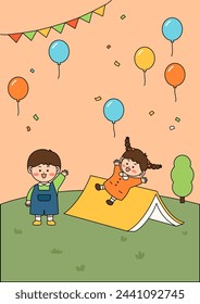 Vector illustration of cute children.