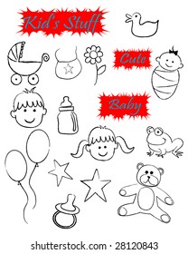 vector illustration of cute children's drawings