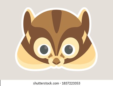 Vector Illustration Of Cute Chipmunk Face Mask Or Icon Or Sticker.