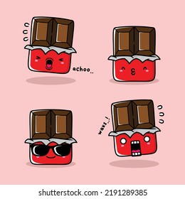Vector Illustration Cute Chocolate Emoji Stock Vector (Royalty Free ...