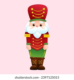 Vector illustration of a cute Christmas pinch-hitter. A gingerbread man in the form of a Christmas nutcracker 