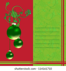 Vector illustration. Cute christmas postcard template blank