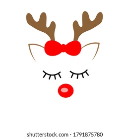 Vector illustration of a cute Christmas reindeer face 