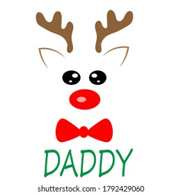 Vector illustration of a cute Christmas reindeer face