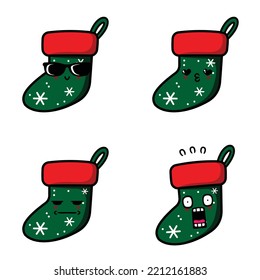 vector illustration of cute christmas socks emoji