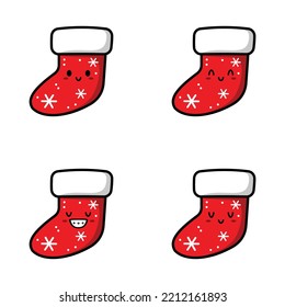 vector illustration of cute christmas socks emoji