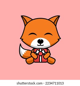 Vector illustration of cute and chubby fox
